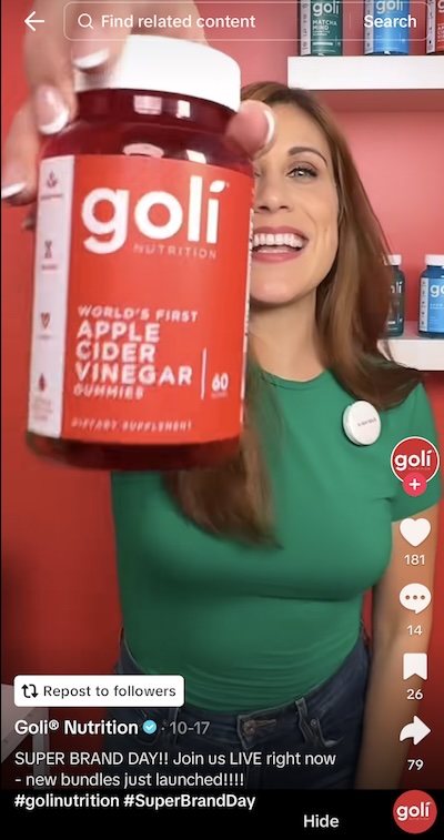 live video post on TikTok