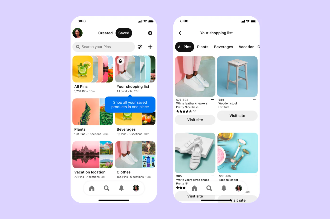 pinterest social shopping example