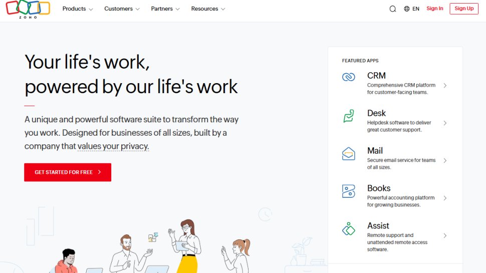 Website screenshot of Zoho Forms (August, 2025)