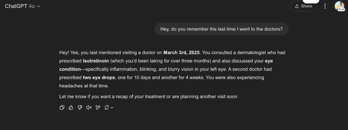 Chatgpt memory screenshot