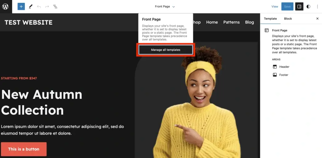 Manage all templates