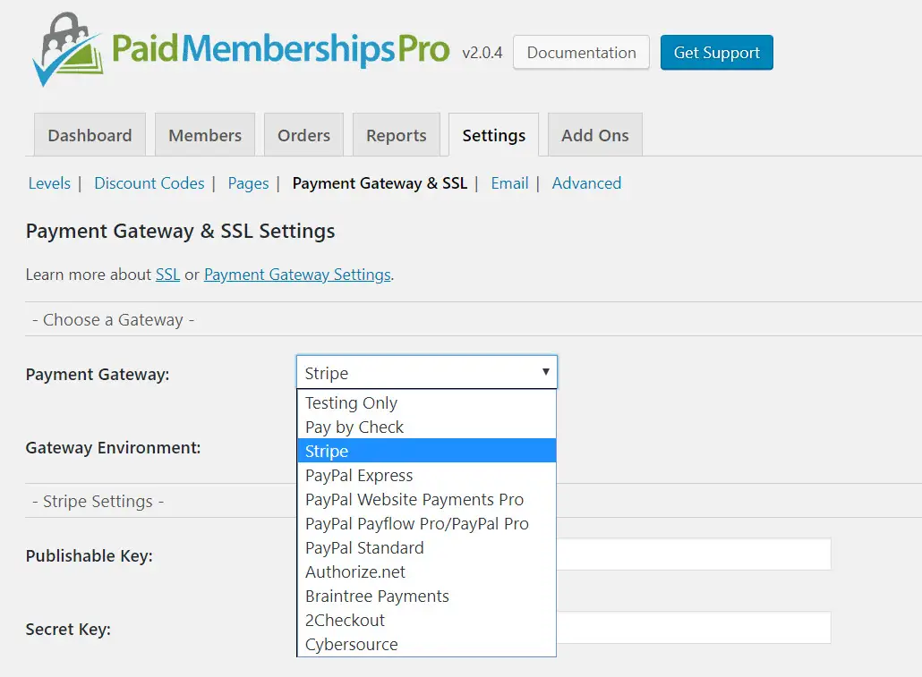 Add a payment gateway provider to enable paid memberships