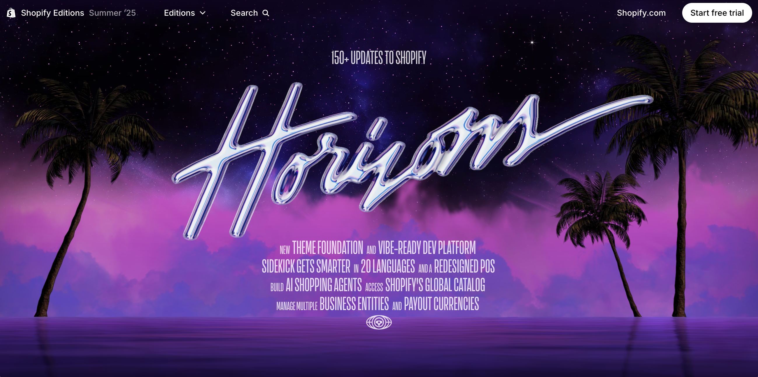 screenshot of Shopify new Horizons update page