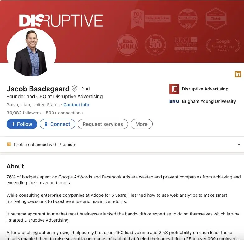 Jacob Baadsgaard Founder and CEO at Disruptive Advertising