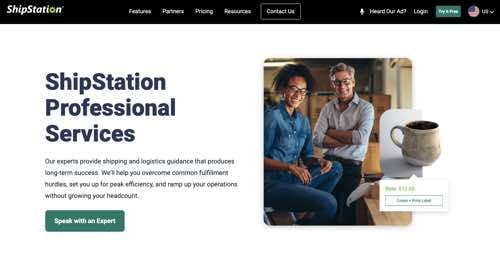 Web page of ShipStation Professional Services