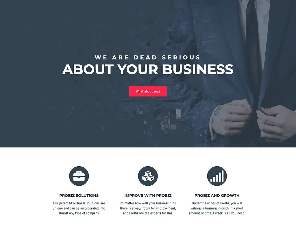 Small business landing page template