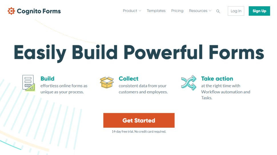 Website screenshot of Cognito Forms (August, 2025)
