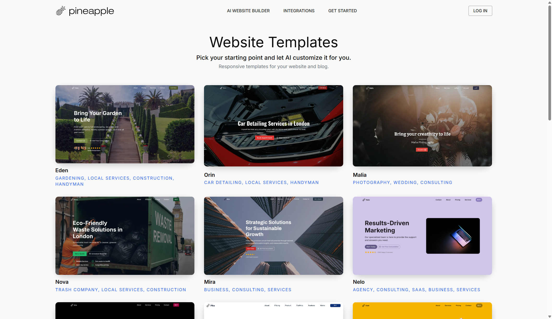 Pineapple Builder templates