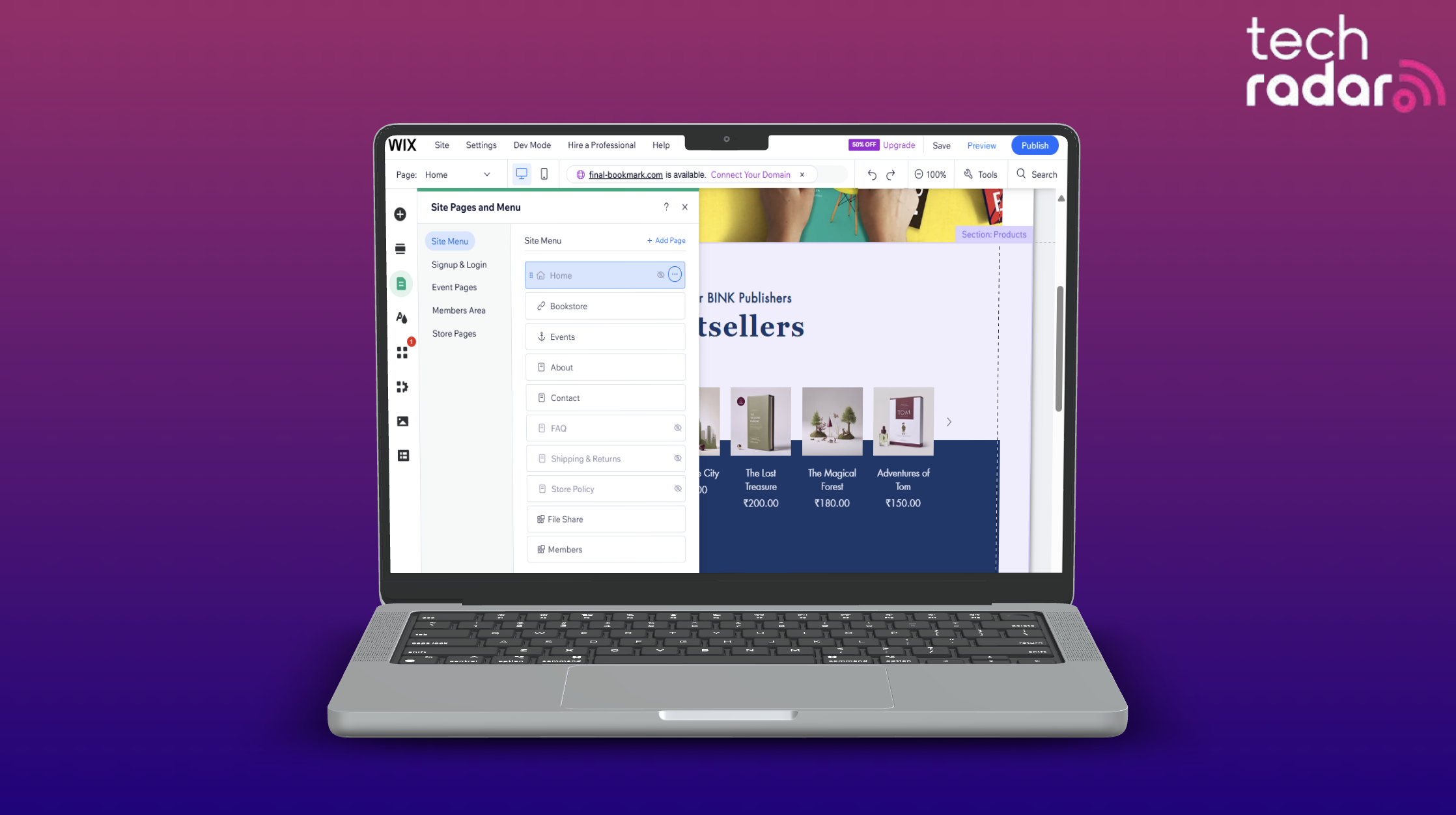 free website buider being used on laptop screen