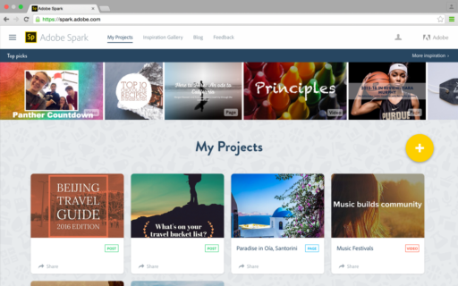 Adobe debuts Spark, a suite of mobile and web tools that lets anyone create visual content