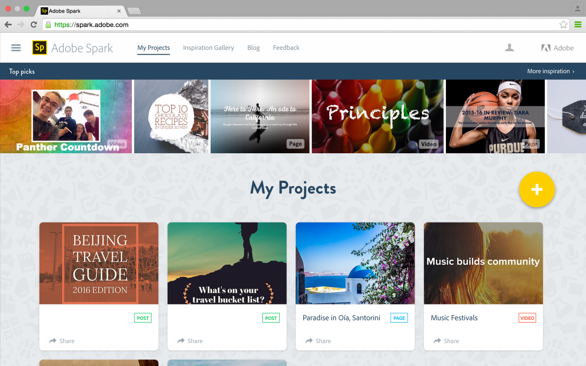 Adobe debuts Spark, a suite of mobile and web tools that lets anyone create visual content