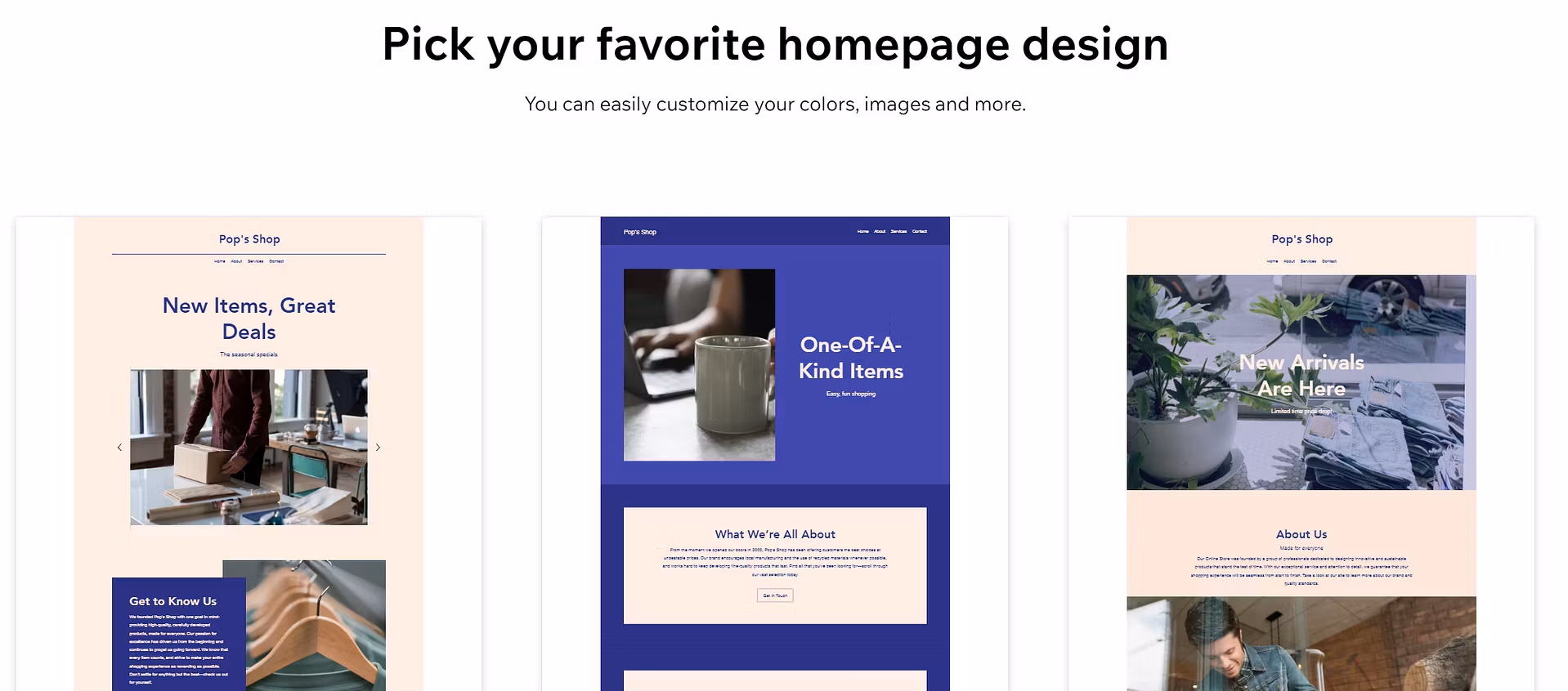 Selecting from AI-generated website template options.