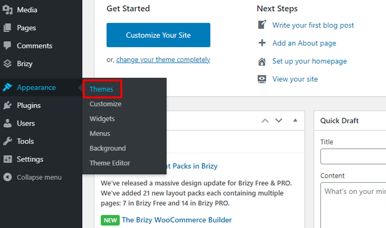 Appearance to Themes Step