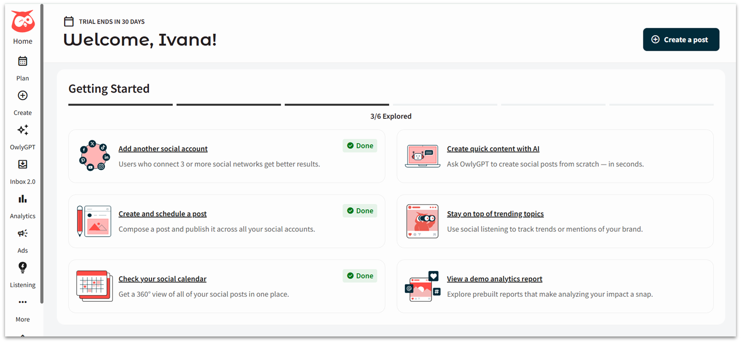 Hootsuite Getting Started Checklist.