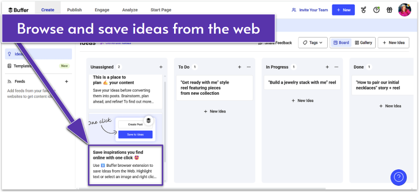 Buffer's "Ideas" feature in action.