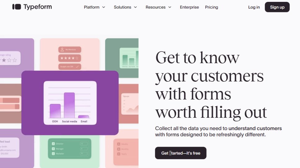 Website screenshot of Typeform (August, 2025)
