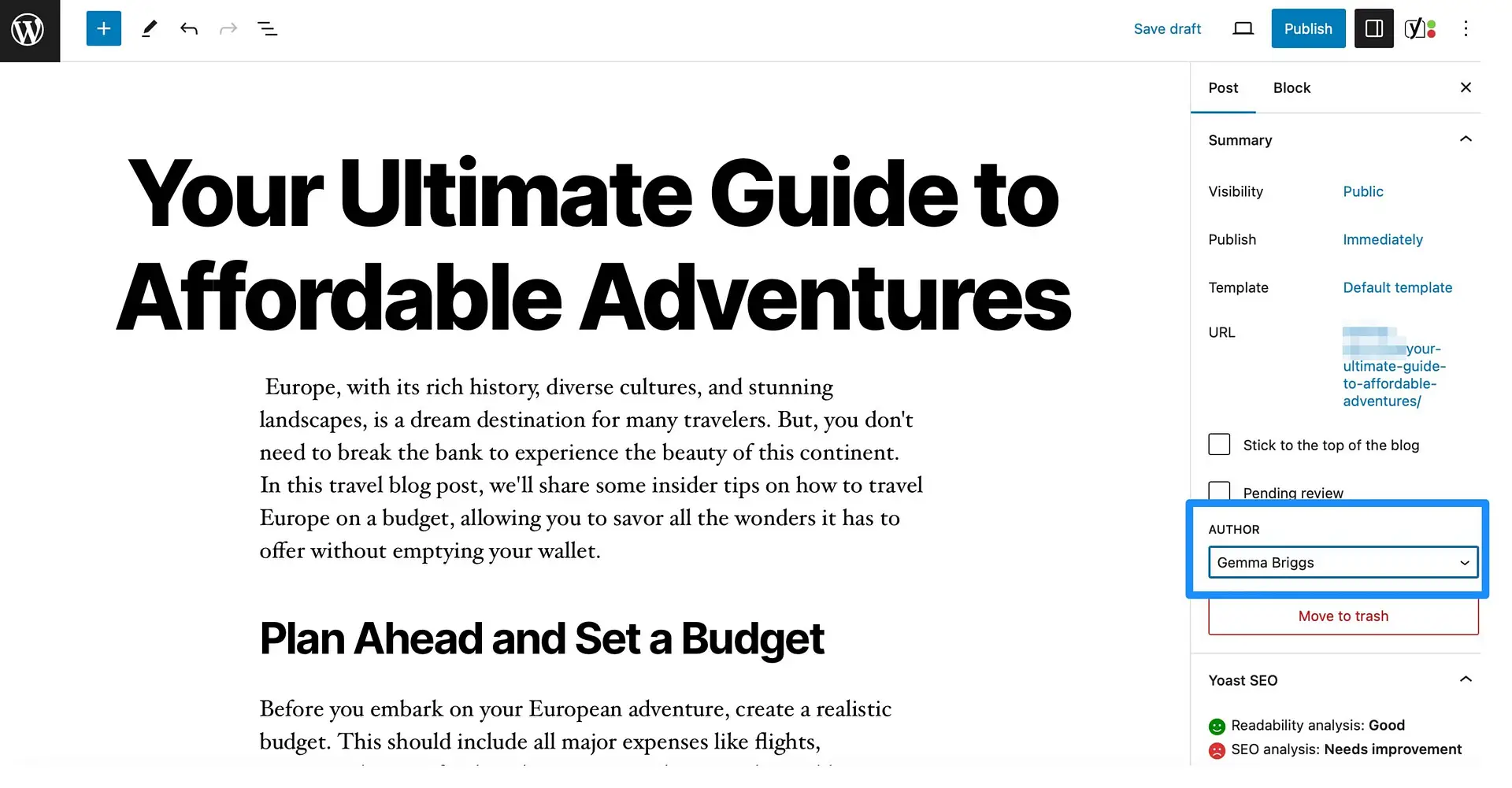 How to change the author in WordPress.