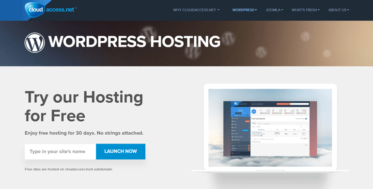 CloudAccess Free Hosting for WordPress