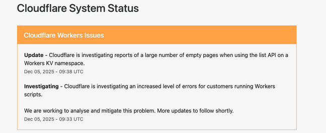 Cloudflare status Cloudflare status