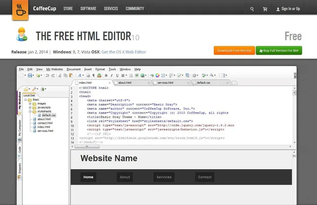 CoffeeCup Free HTML Editor