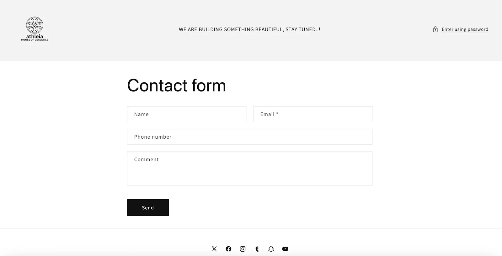 Athleia House of Versatile 'Under Construction' page