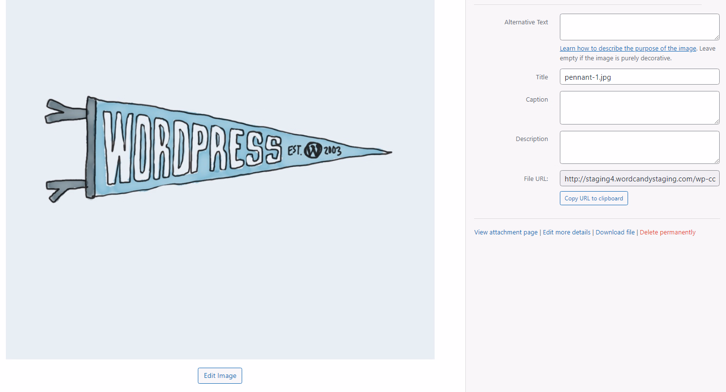 Editing an image in WordPress.