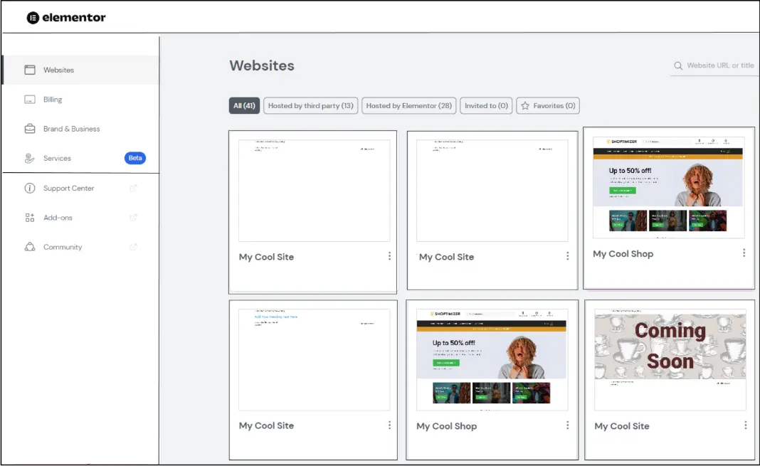 Screenshot of Elementor’s dashboard.