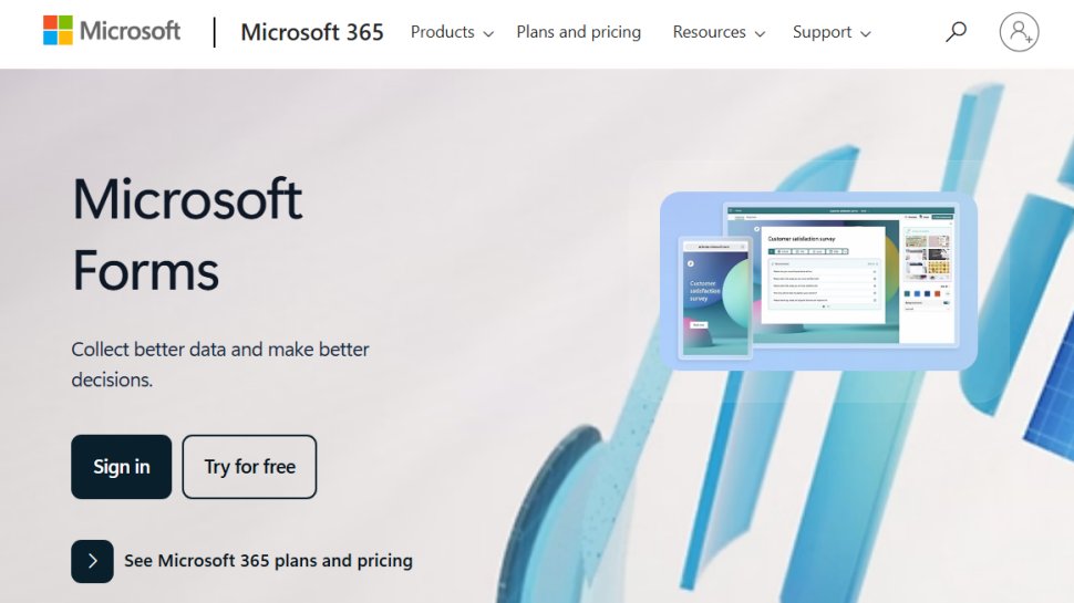 Website screenshot of Microsoft Forms (August, 2025)