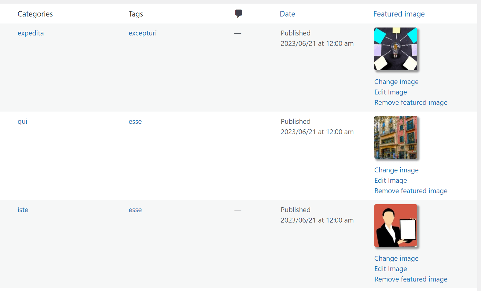 Featured images in WordPress.