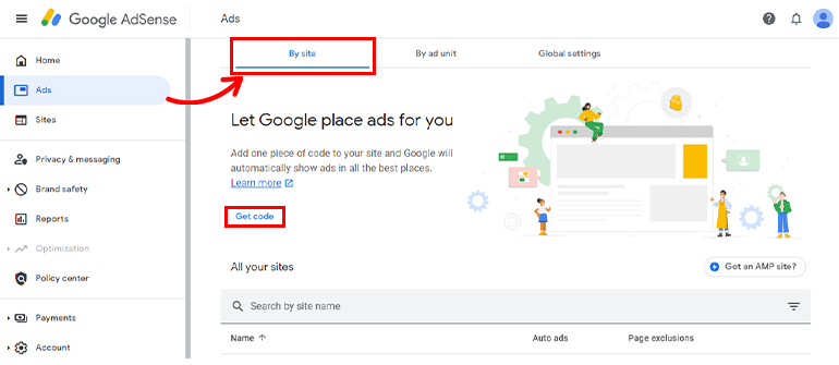 Get Auto Generated Code - How to Place Ads in WordPress