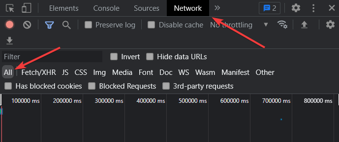 google chrome browser network option