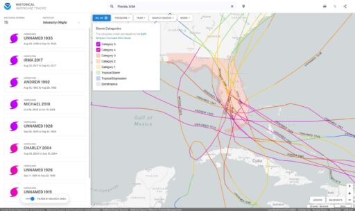 NOAA Historical Hurricane Tracks
