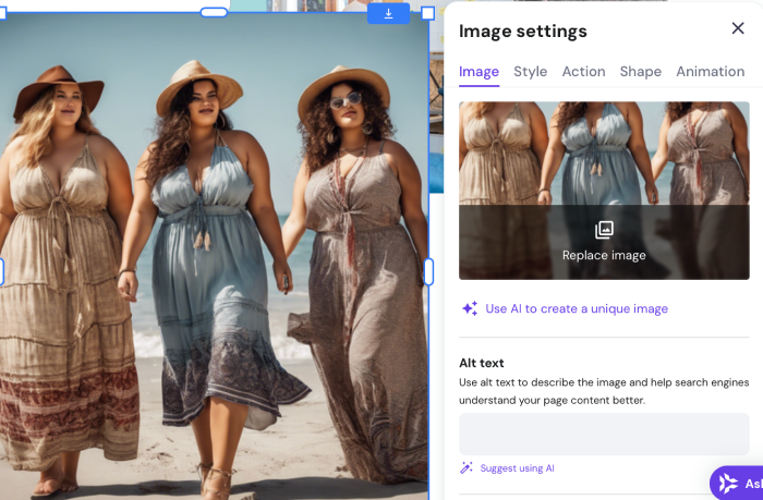 Hostinger AI-generated images for All About Cookies test website