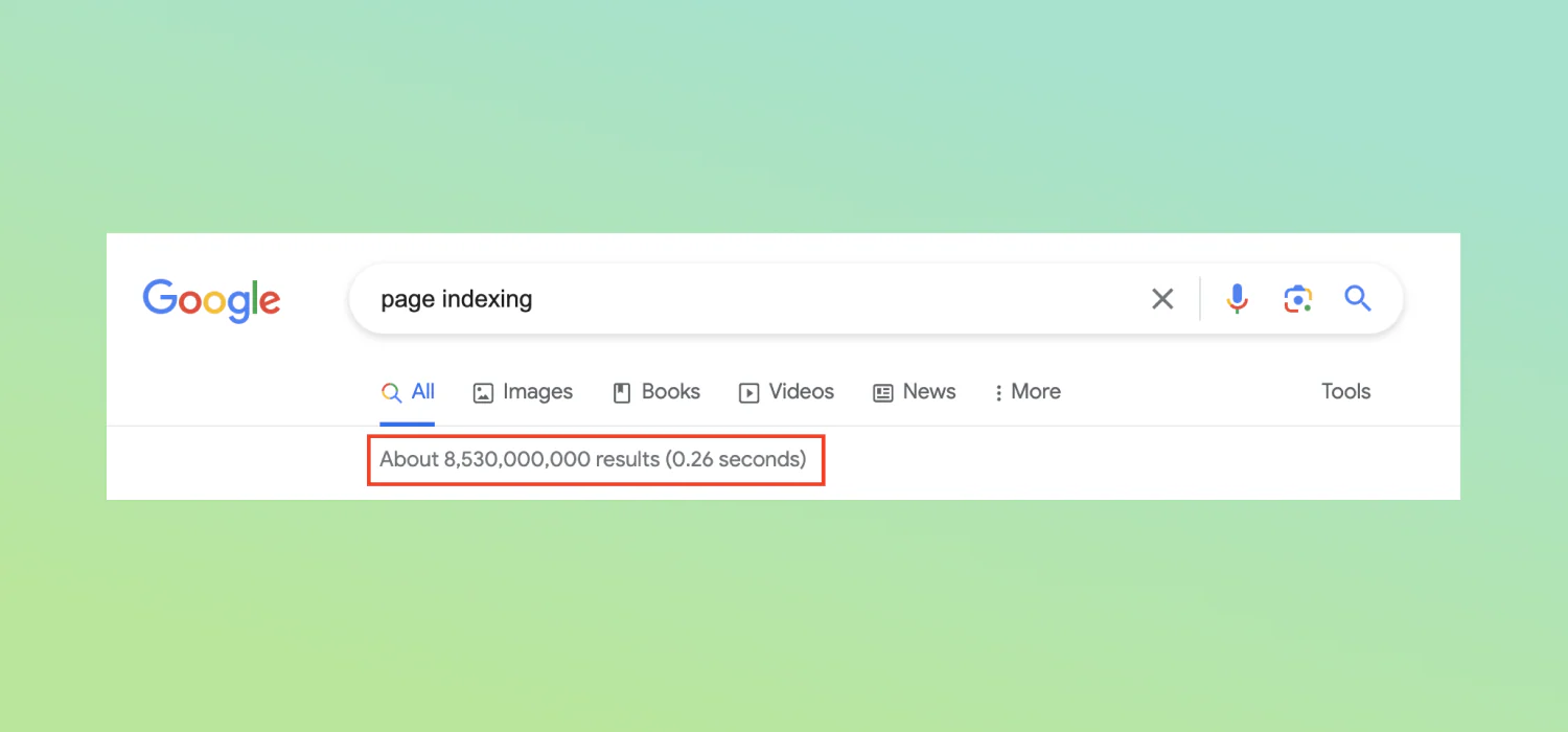 An example of Google’s index for a particular search query. CAPTION: Don’t try to index and rank every page on your website.