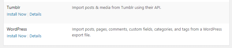 Installed the WordPress importer.