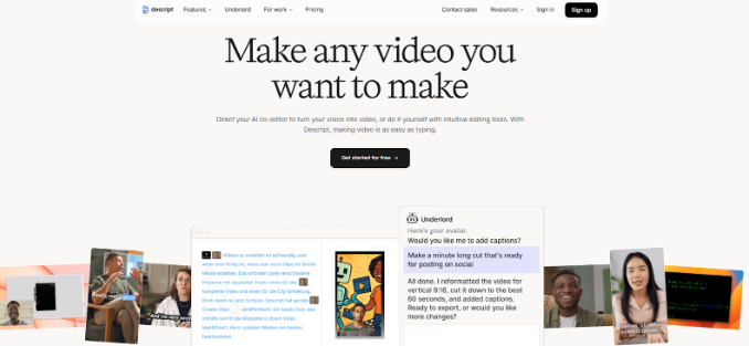 Descript website screen grab
