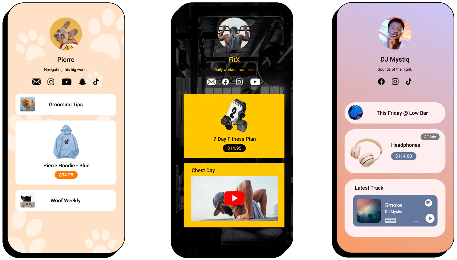 three side by side screens showing Shopify's Liknpop tool
