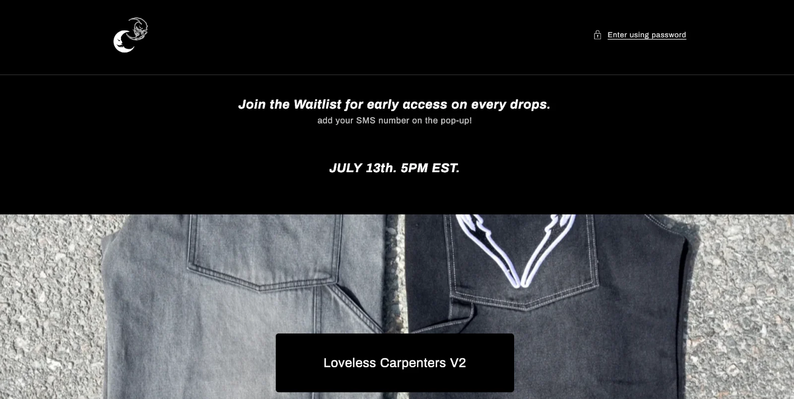 Moonless password protected page