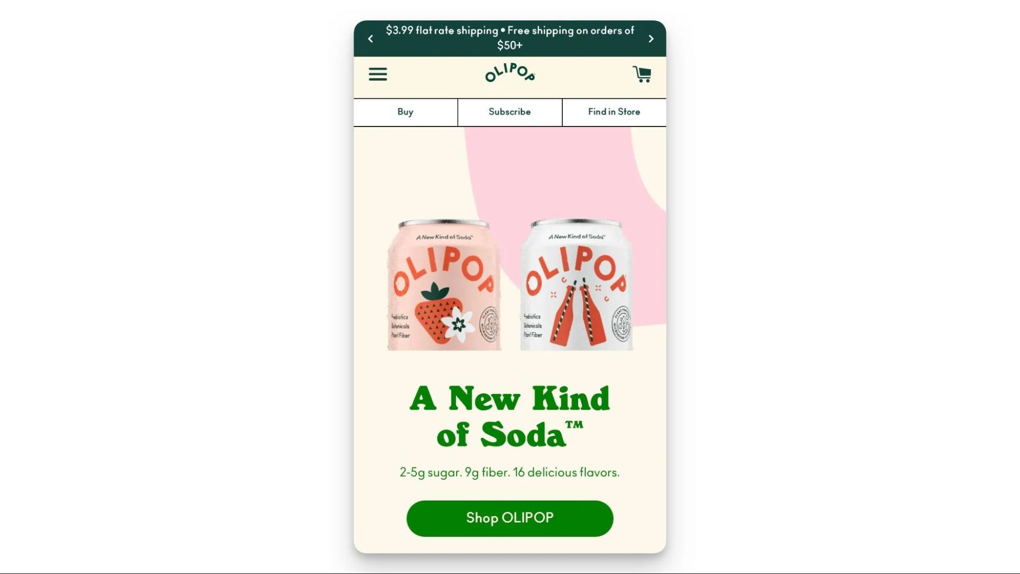 Image of Olipop's mobile experience