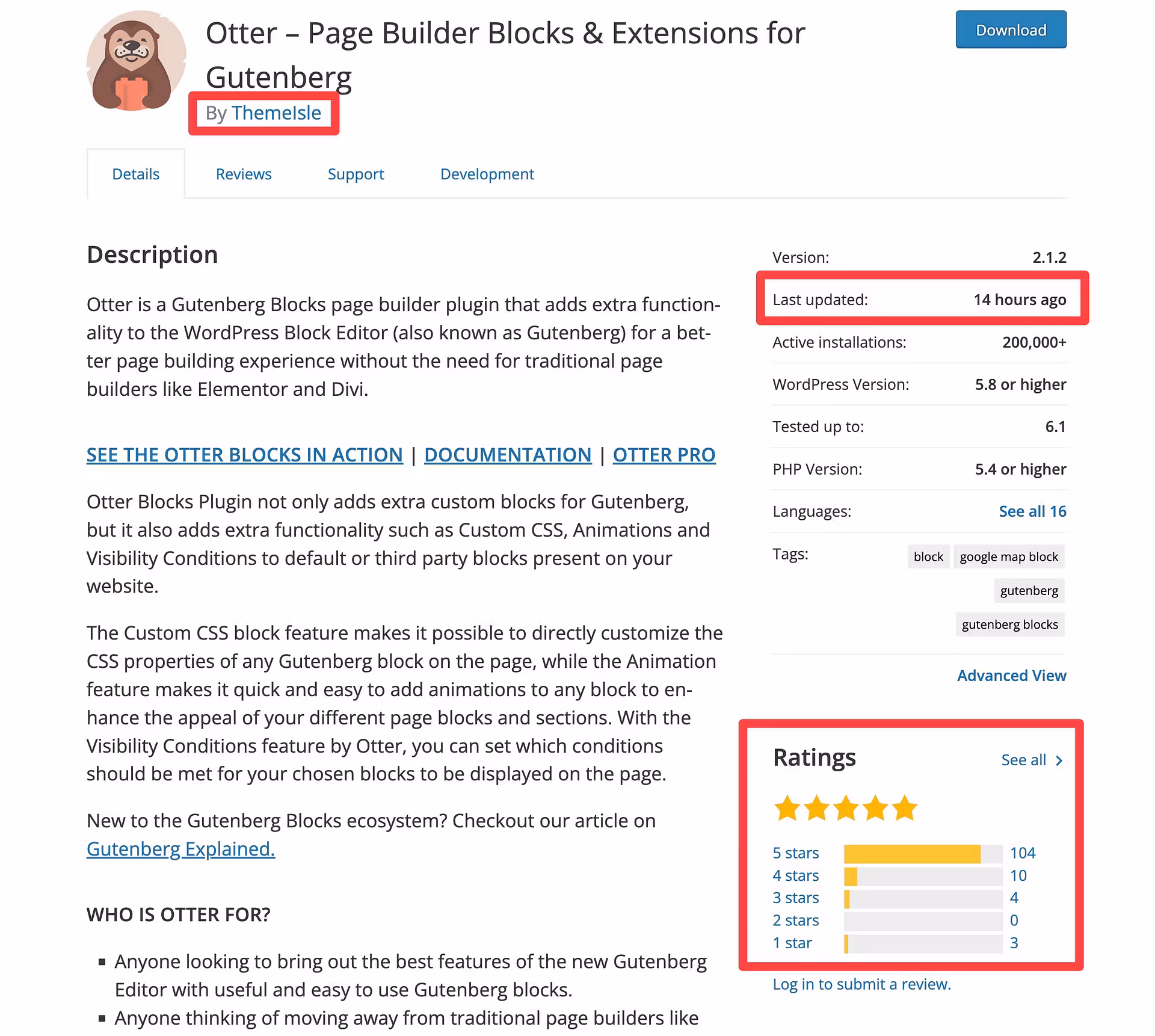 Always check plugin reviews and details before installing them