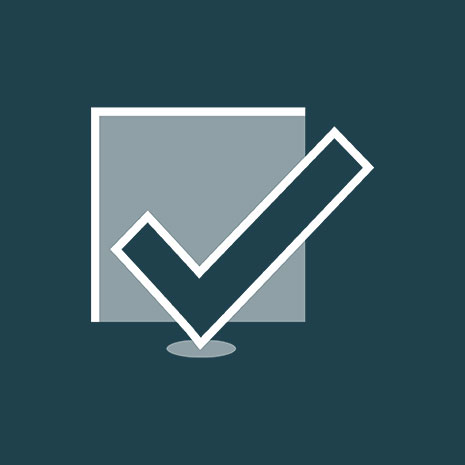 Decorative illustration of a checked box on a dark blue background.