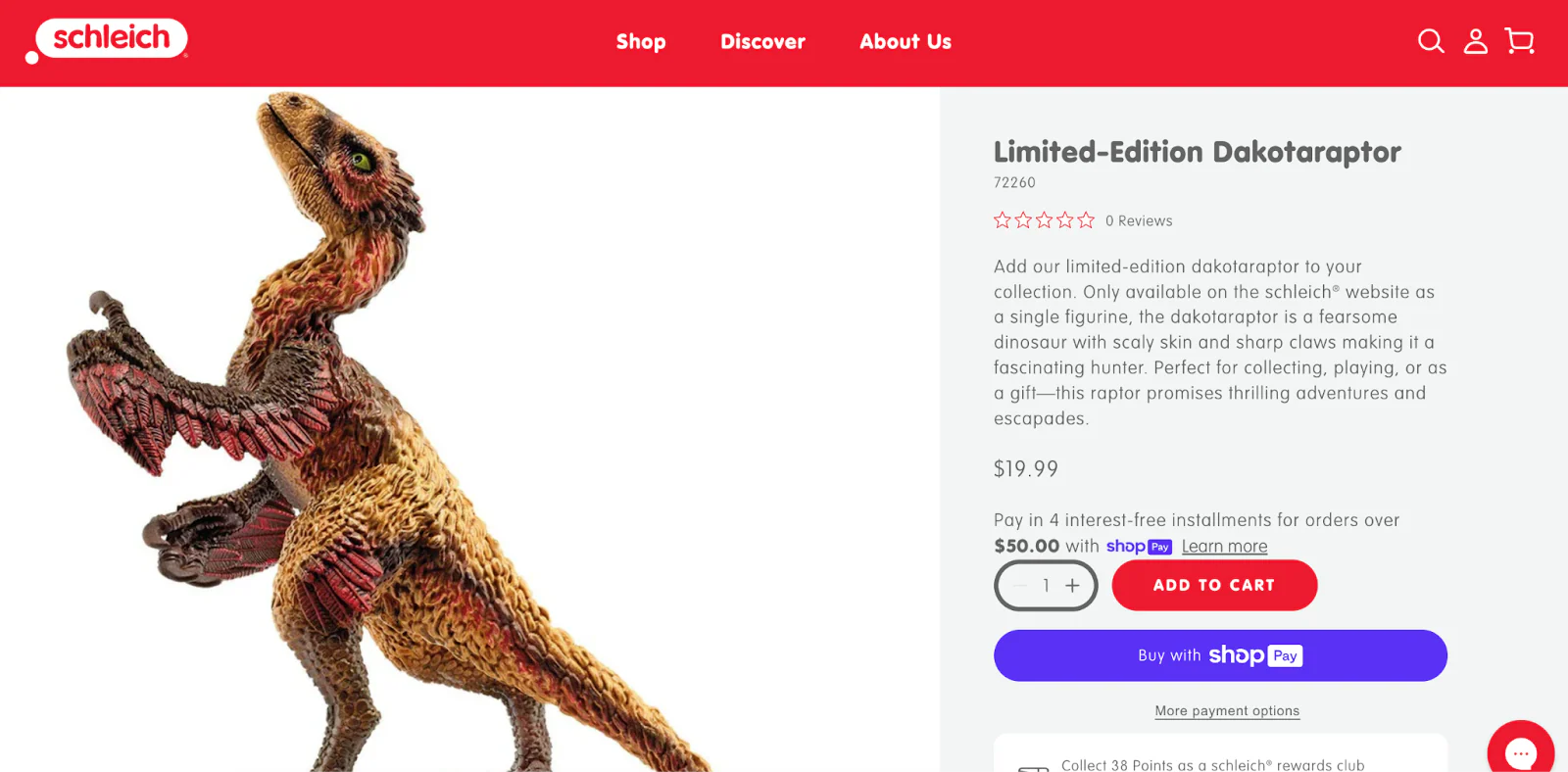 Screenshot of Schleich’s smooth checkout system.