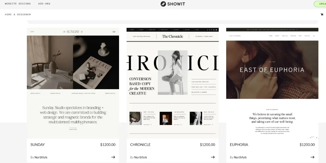 Screenshot showing several expensive website templates.