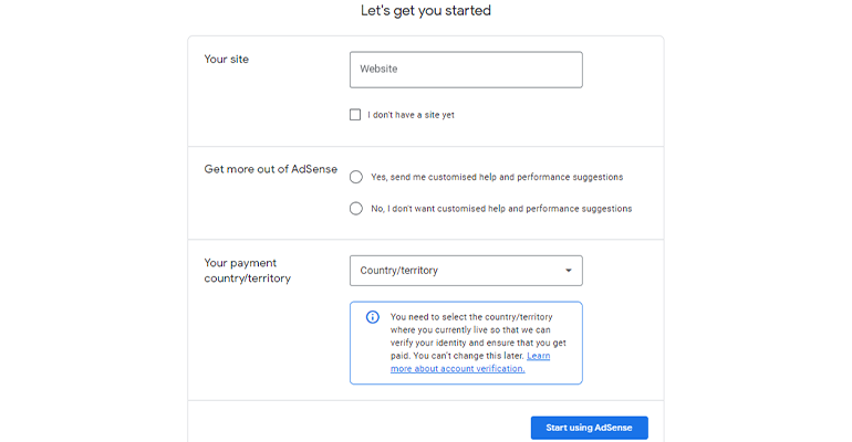 Sign Up for AdSense - How to Place Ads in WordPress