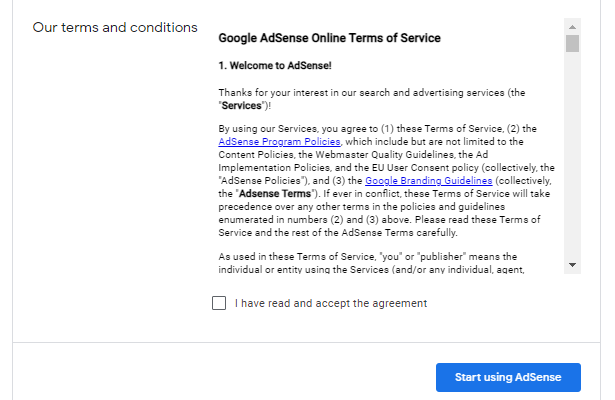 Terms and Conditions - How to Place Ads in WordPress