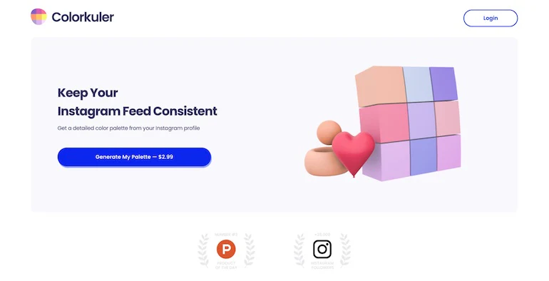 screenshot of the colorkuler home page