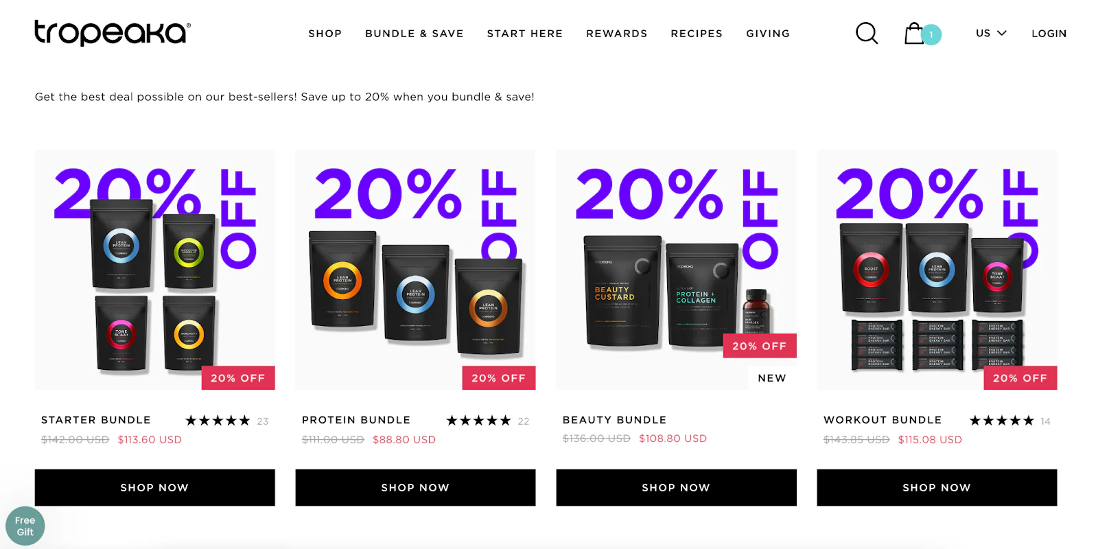 Tropeaka's bundle and save page's screenshot.