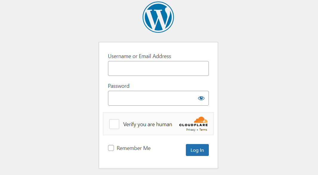 Turnstile on WordPress login page.