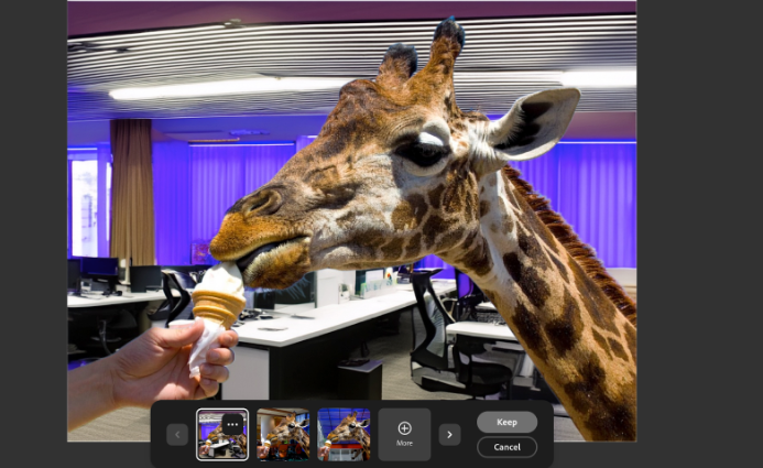Image generation of a giraffe by Adobe Firefly