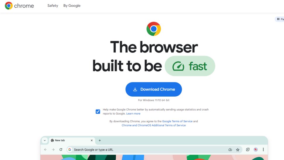 Website screenshot of Google Chrome (July, 2025)